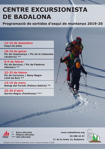 Cicle de sortides d'esquí de muntanya 2019-20