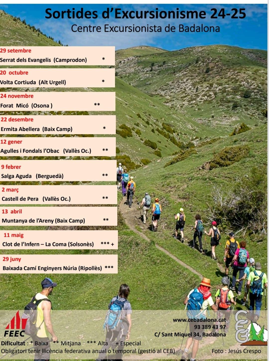 Programació d'Excursionisme CEB 2024/2025