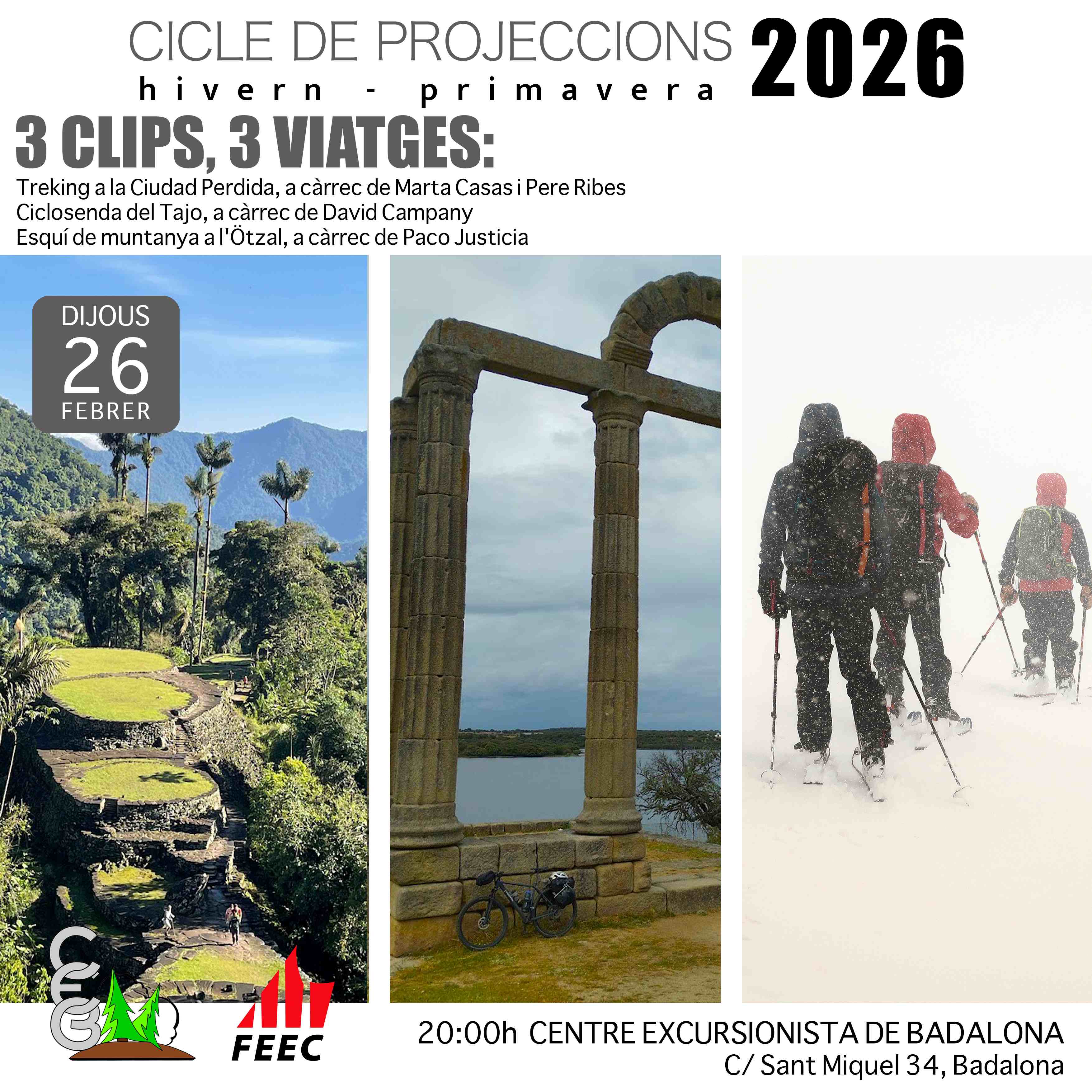 Projecció 26 de febrer. Tres clips, tres viatges